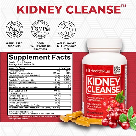 KIDNEY CLEANSE PROMOTES URINARY TRACT WELLNESS HELPS MAINTAIN NORMAL KIDNEY FUNCTIONS