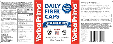 YERBA PRIMA DAILY FIBER CAPS 625MG 180C