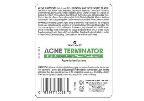 Zion Health Acne Terminator 1 oz