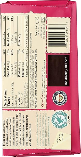 CHOCOLOVE Dark With Raspberries 3.1 OZ