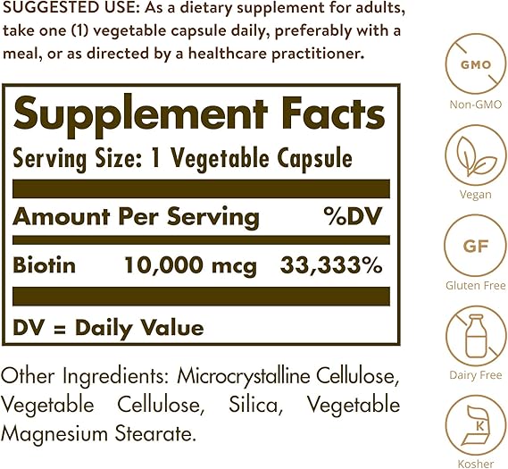 Solgar Biotin 10,000 mcg Vegetable Capsules 60V cap