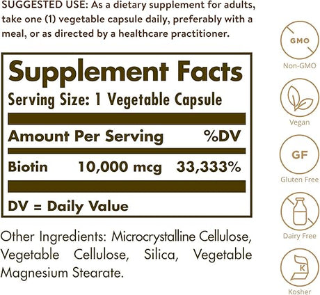 Solgar Biotin 10,000 mcg Vegetable Capsules 60V cap