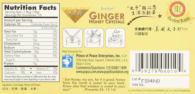 PRINCE OF PEACE Ginger Honey Crystals 10 BAG