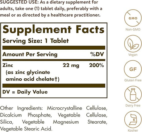 Solgar Chelated Zinc Tablets 250tablet