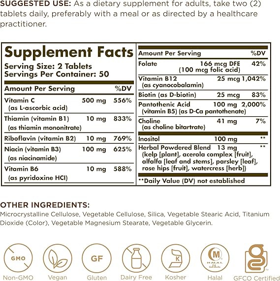 Solgar B-Complex with Vitamin C Stress Formula Tablets 100tablet