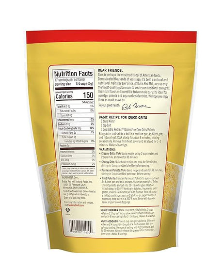 BOB`S RED MILL Grits, Corn, Plantana, GF 24 OZ