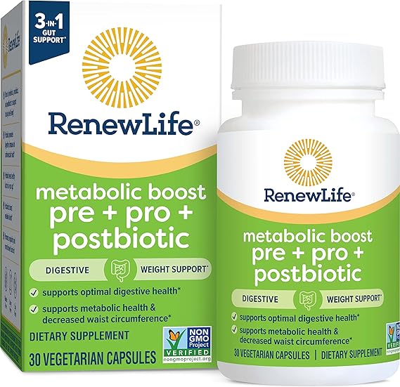 Renew Life METABOLIC BOOST PRE+PRO+POSTBIOTIC 30 CT