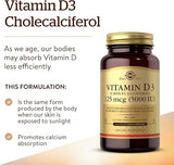 Solgar Vitamin D3 (Cholecalciferol) 125 mcg (5,000 IU) Vegetable Capsules 240V cap