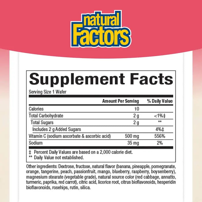 Natural Factors VITAMIN C 500 MG FRUIT-FLAVOR CHEW – MIXED FRUIT 90/TAB