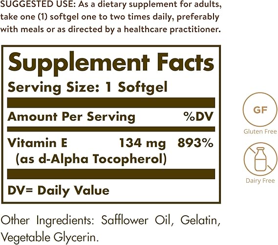 Solgar Vitamin E 200 IU Alpha Softgels 100softgel