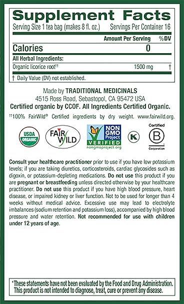 TRADITIONAL MEDICINALS TEAS Organic Licorice Root Tea 16 BAG