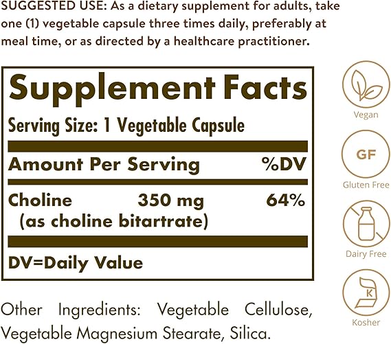 Solgar Choline 350 mg Vegetable Capsules 100V cap