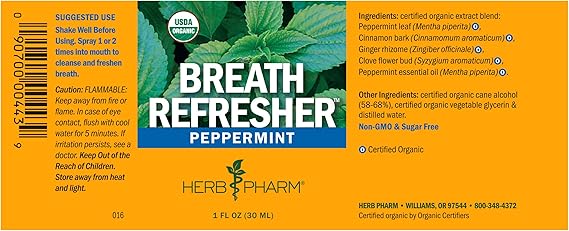 Herb Pharm BREATH REFRESHER, PEPPERMINT .47 oz