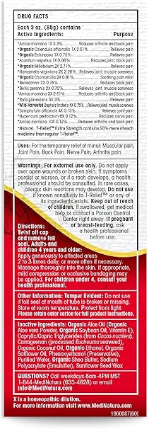 MEDINATURA T-RELIEF PLANT BASED RELIEF ARNICA +12 8OZ