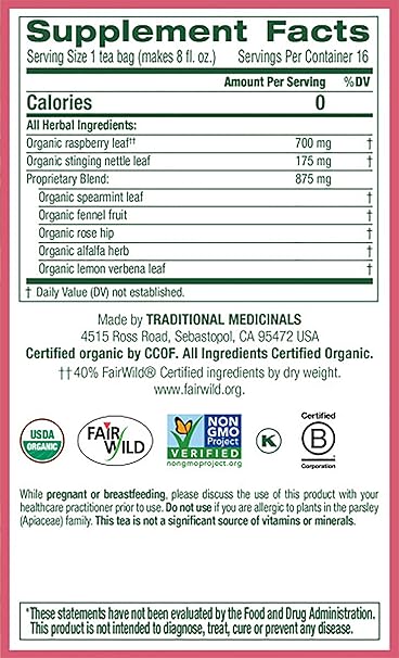 TRADITIONAL MEDICINALS TEAS Pregnancy Tea 16 BAG