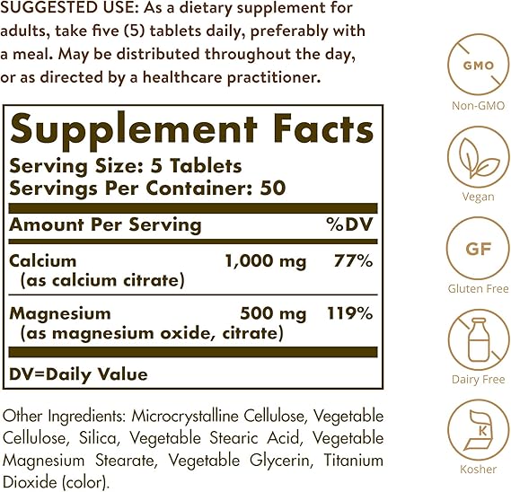 Solgar Calcium Magnesium Citrate Tablets 250tablet