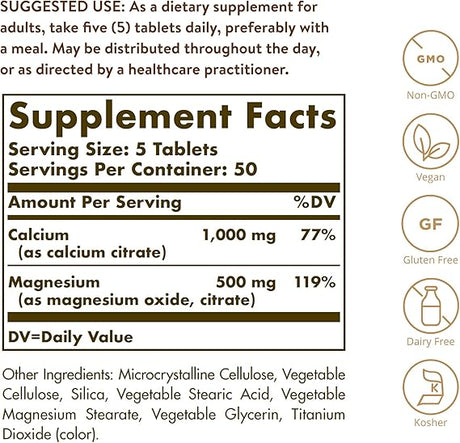 Solgar Calcium Magnesium Citrate Tablets 250tablet