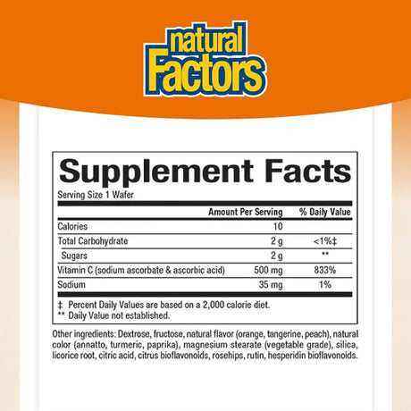 Natural Factors VITAMIN C 500 MG FRUIT-FLAVOR CHEW – TANGY ORANGE 90/TAB