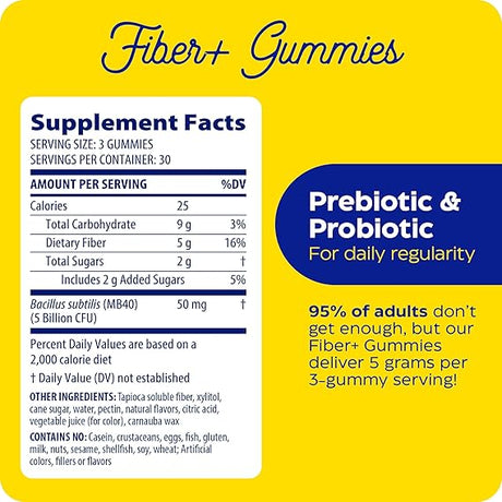 Enzymedica Fiber + Gummies Pre & Probiotic Gummies 90 ct