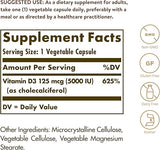 Solgar Vitamin D3 (Cholecalciferol) 125 mcg (5,000 IU) Vegetable Capsules 120V cap