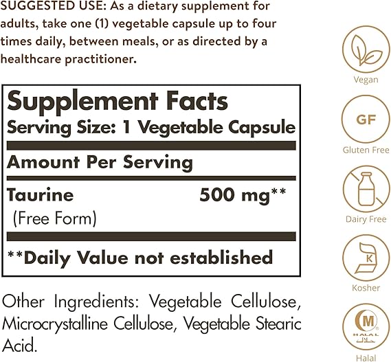 Solgar Taurine 500 mg Vegetable Capsules 100V cap