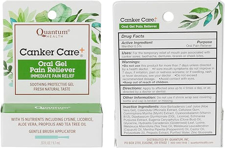 Quantum Health Canker Care+ Oral Gel Pain Reliever Protective Gel