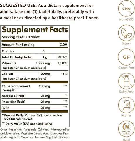 Solgar Ester-C® Plus 1000 mg Vitamin C Tablets (Ester-C® Ascorbate Complex) (CALIFORNIA ACCOUNTS ONLY) 60tablet