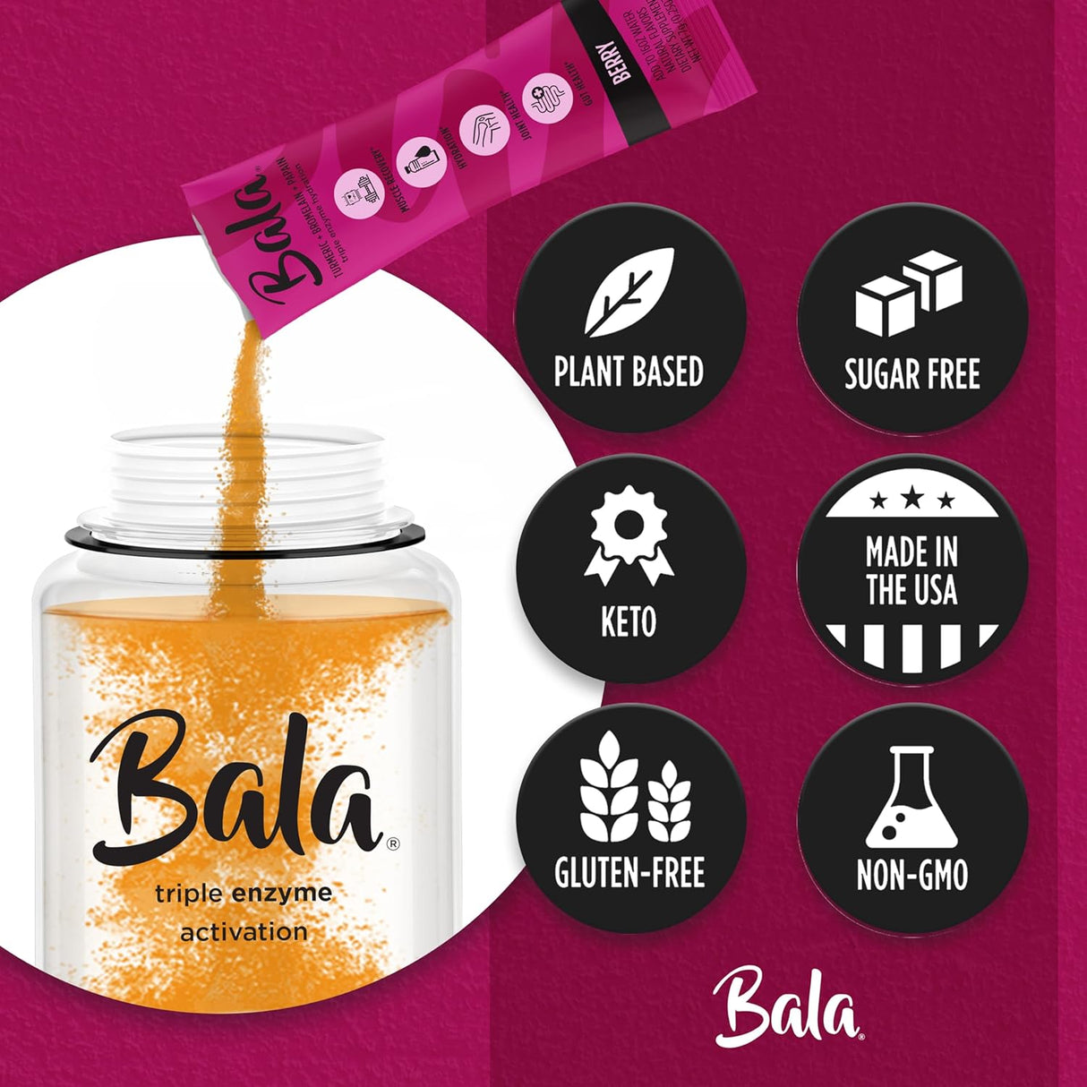 Bala Enzyme Turmeric + Bromelain + Papain triple enzyme hydration Berry