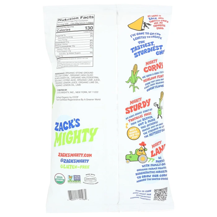 ZACK`S MIGHTY Lime Tortilla Chips 9 OZ