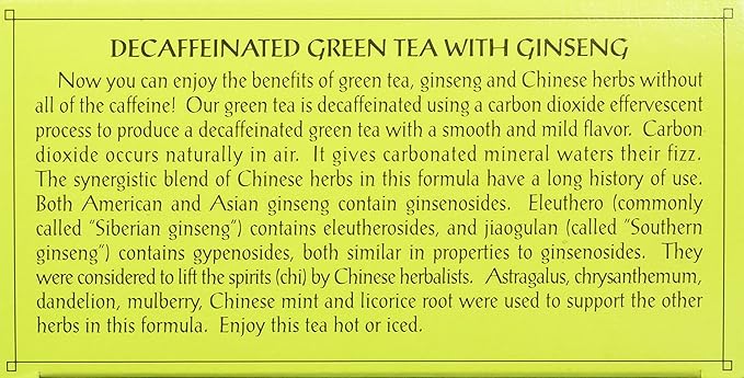 TRIPLE LEAF TEA Decaf Green Tea with Ginseng & Chinese Herbs 20 BAG