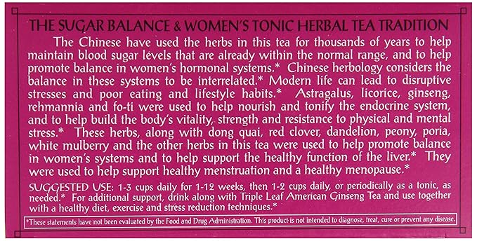 TRIPLE LEAF TEA Sugar Balance & Women's Tonic Tea 20 BAG