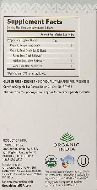 ORGANIC INDIA Tulsi Tea Peppermint 18 BAG