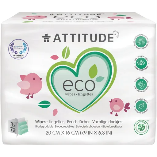 ATTITUDE ECO BABY WIPES TRIPACK 72CT