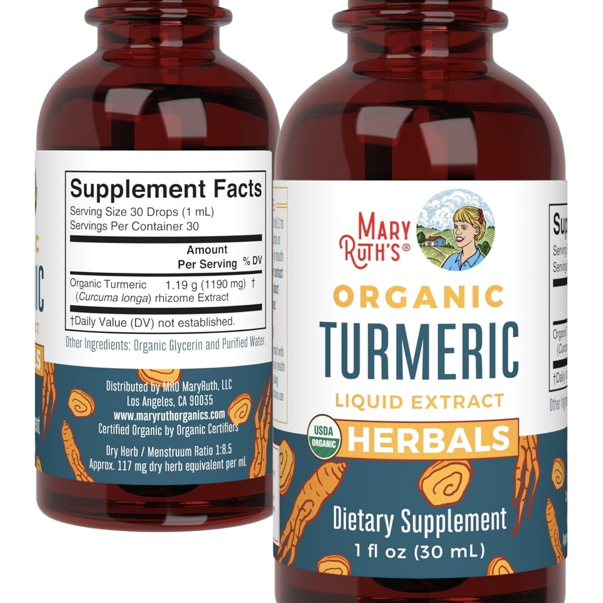 MaryRuth Organics Turmeric Curcumin Liquid Drops Sugar Free | USDA Organic | Organic Turmeric Supplement | Joint Support Supplement | Liver Support | Non-GMO | Gluten Free | Vegan | 1 Fl Oz