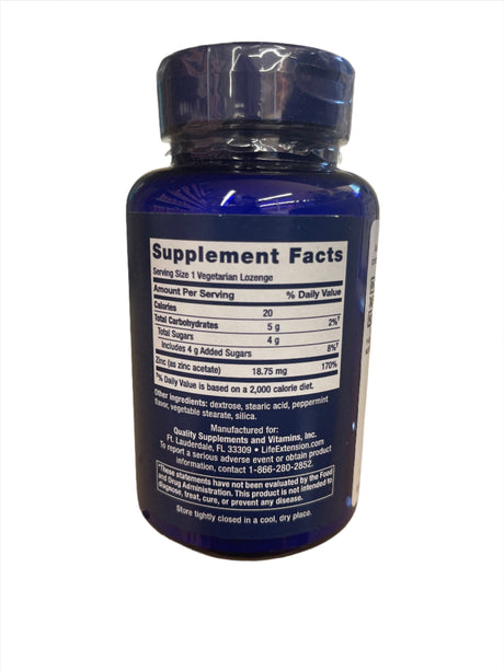 Enhanced Zinc Lozenges Peppermint Flavor