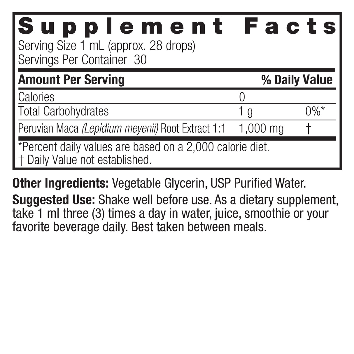 NATURE'S ANSWER MACA ROOT ALCOHOL FREE 1OZ