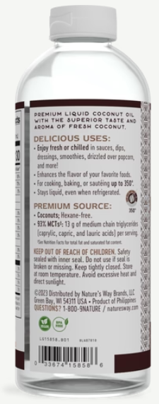 Nature's Way Coconut Oil, Liquid (Nutr. Facts) 20 Fl Oz