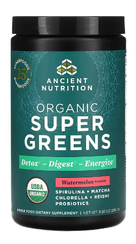 Ancient Nutrition Organic SuperGreens - Watermelon - 25 srv Powder