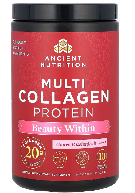 Ancient Nutrition Multi Collagen Protein - Beauty Within - Guava Passionfruit - 45 srv Powder