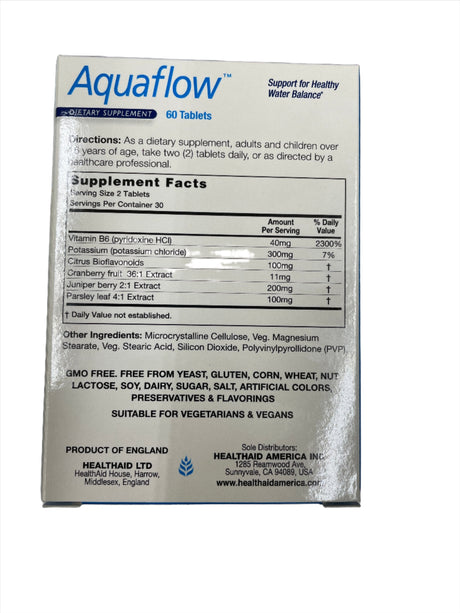 Aquaflow Dietary Supplement 60 Vegan Tablets