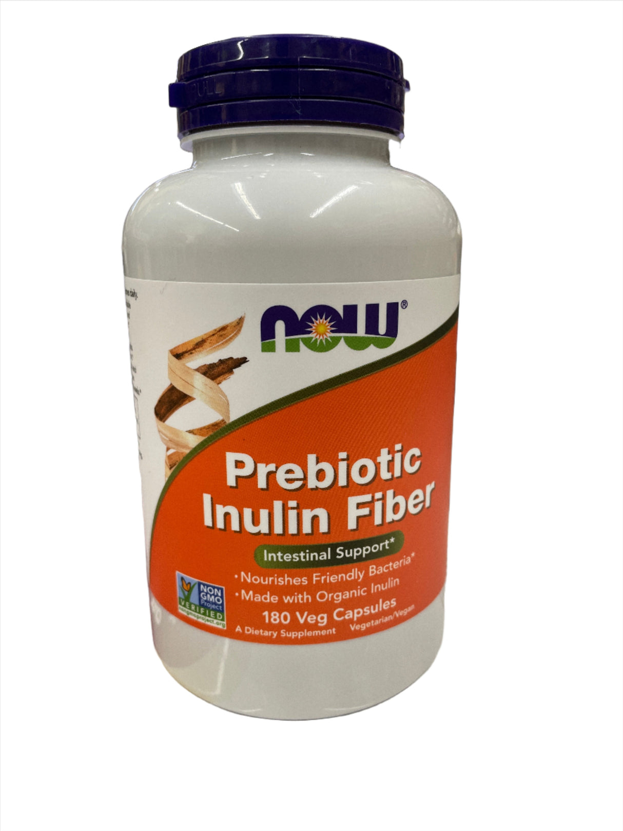 NOW Prebiotic Inulin Fiber Intestinal Support 180 Veg Caps