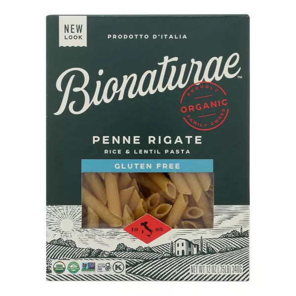 BIONATURAE Penne Rigate,Rice & Lentil 12/12 OZ