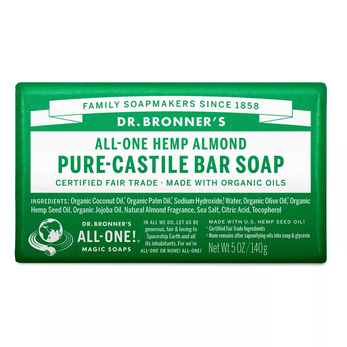 DR. BRONNER'S MAGIC SOAPS ORGANIC CASTILE BAR SOAP ALMOND 5OZ