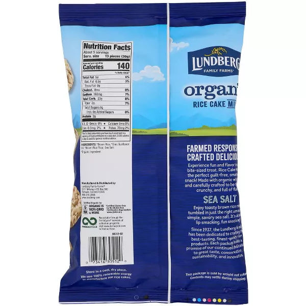 LUNDBERG FAMILY FARMS Sea Salt Mini Rice Cakes 6/5 OZ