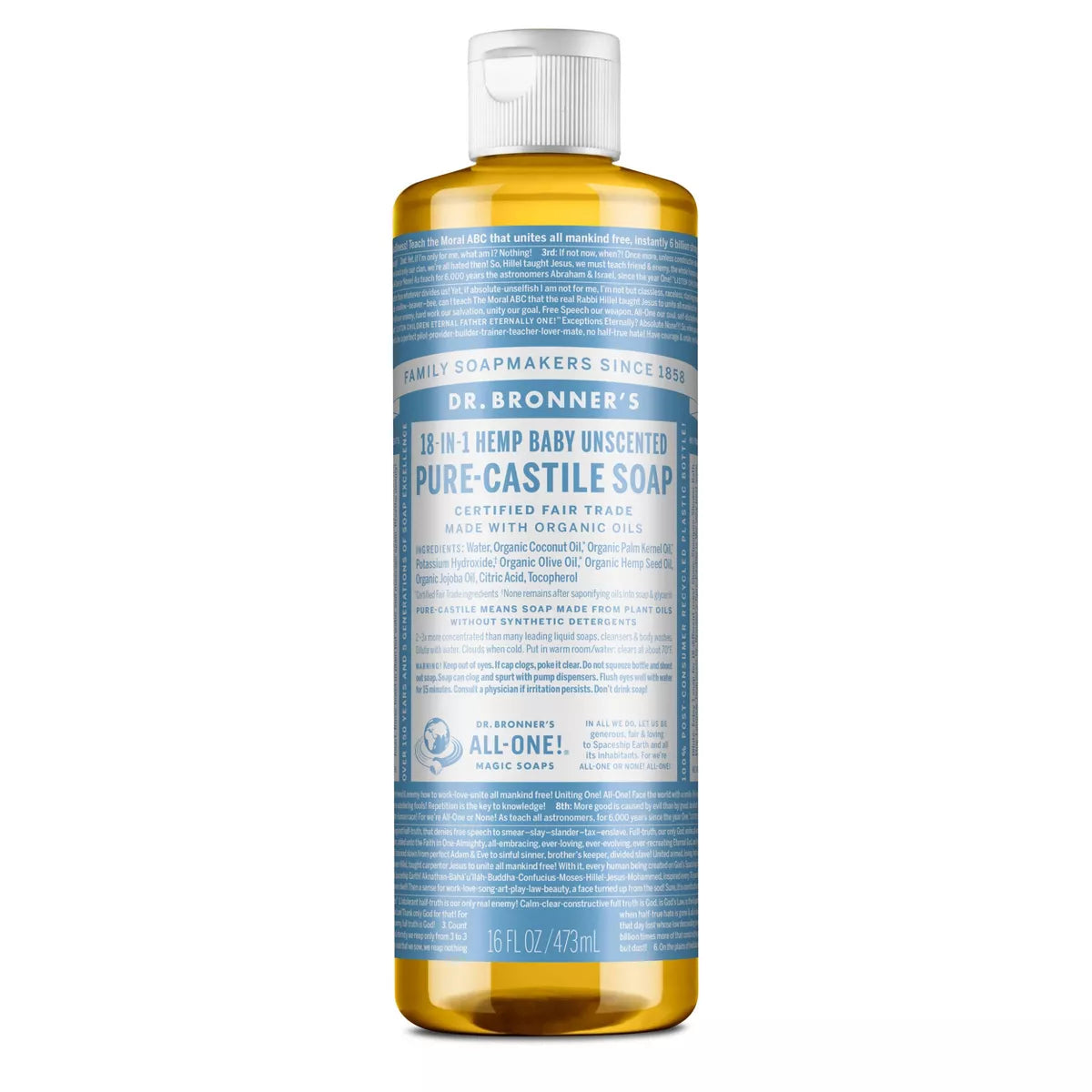 DR. BRONNER'S MAGIC SOAPS ORGANIC CASTILE LIQUID SOAP BABY MILD 16OZ