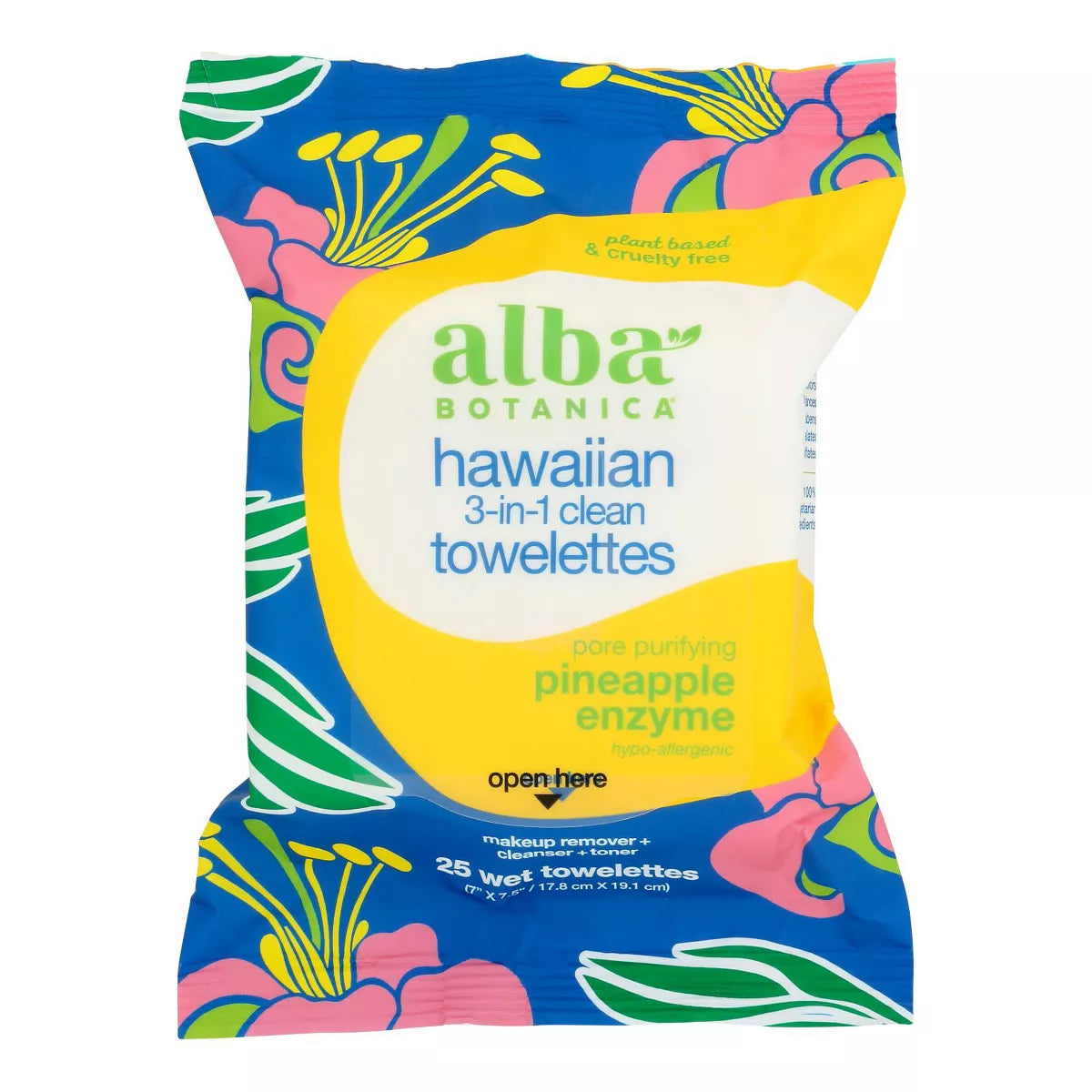 ALBA BOTANICA HAWAIIAN 3-IN-1 CLEAN TOWELETTE 25CT