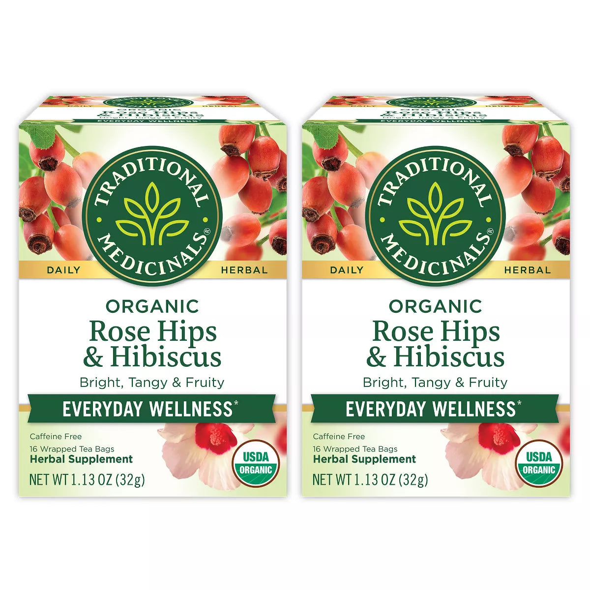 TRADITIONAL MEDICINALS TEAS Organic Rose Hips With Hibiscus Tea 16 BAG