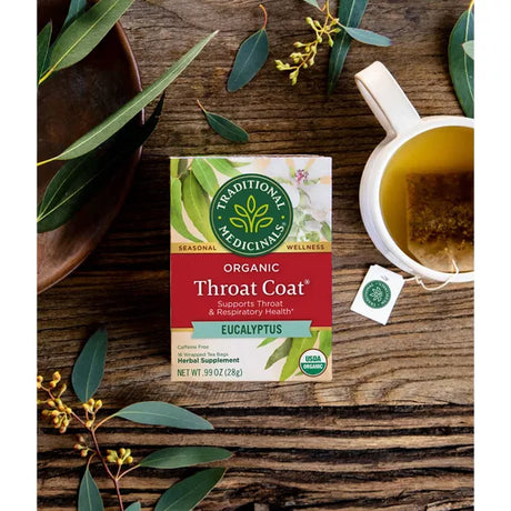 TRADITIONAL MEDICINALS TEAS Organic Throat Coat Eucalyptus Tea 16 BAG