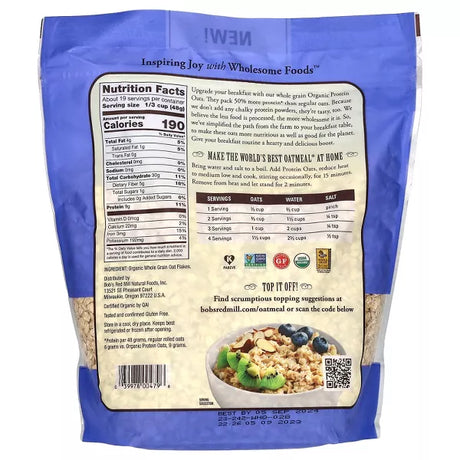 BOB`S RED MILL Protein Oats,Rolled,WholeWheat 32 OZ