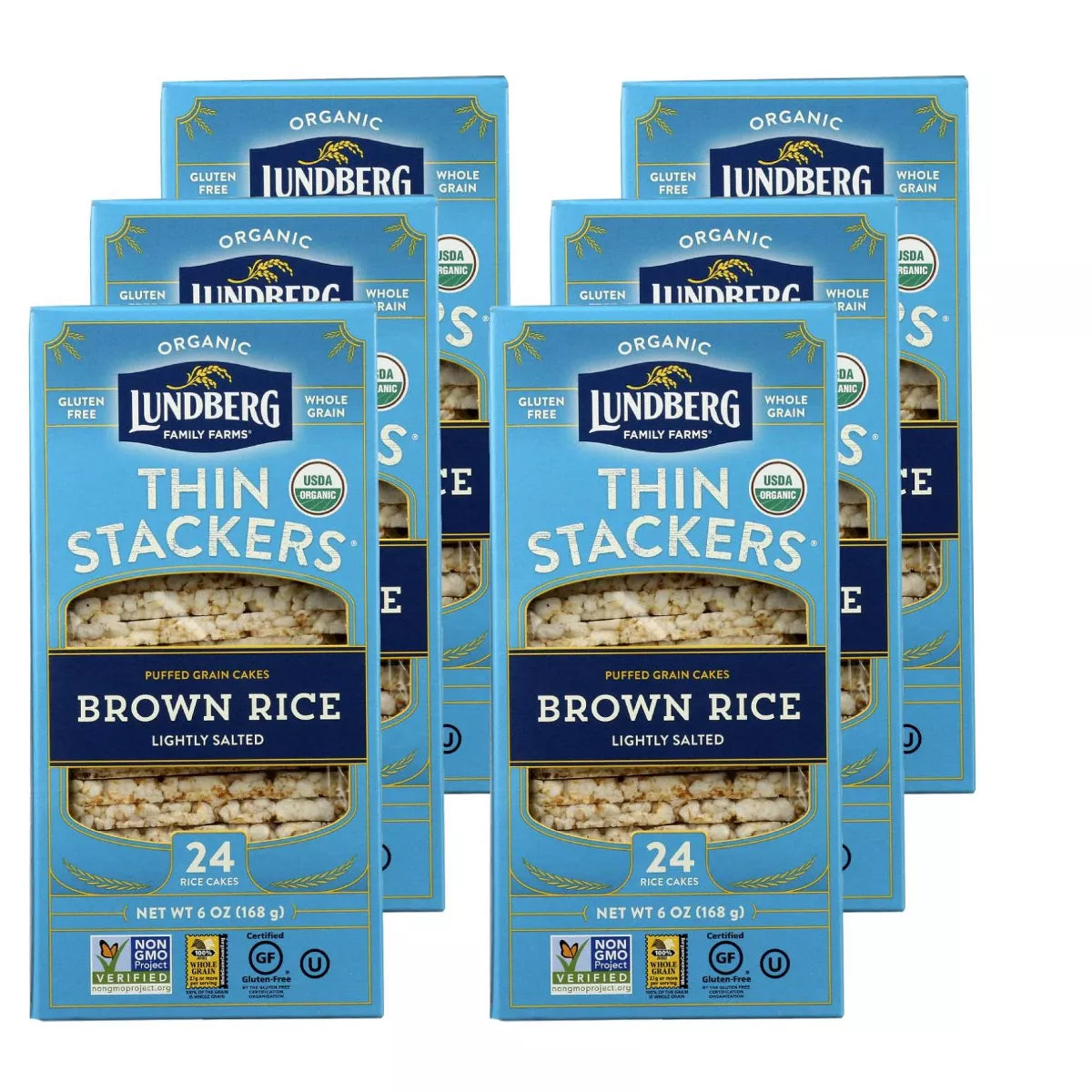 LUNDBERG FAMILY FARMS Thin Stackers, Brown Rice, LS 6/6 OZ